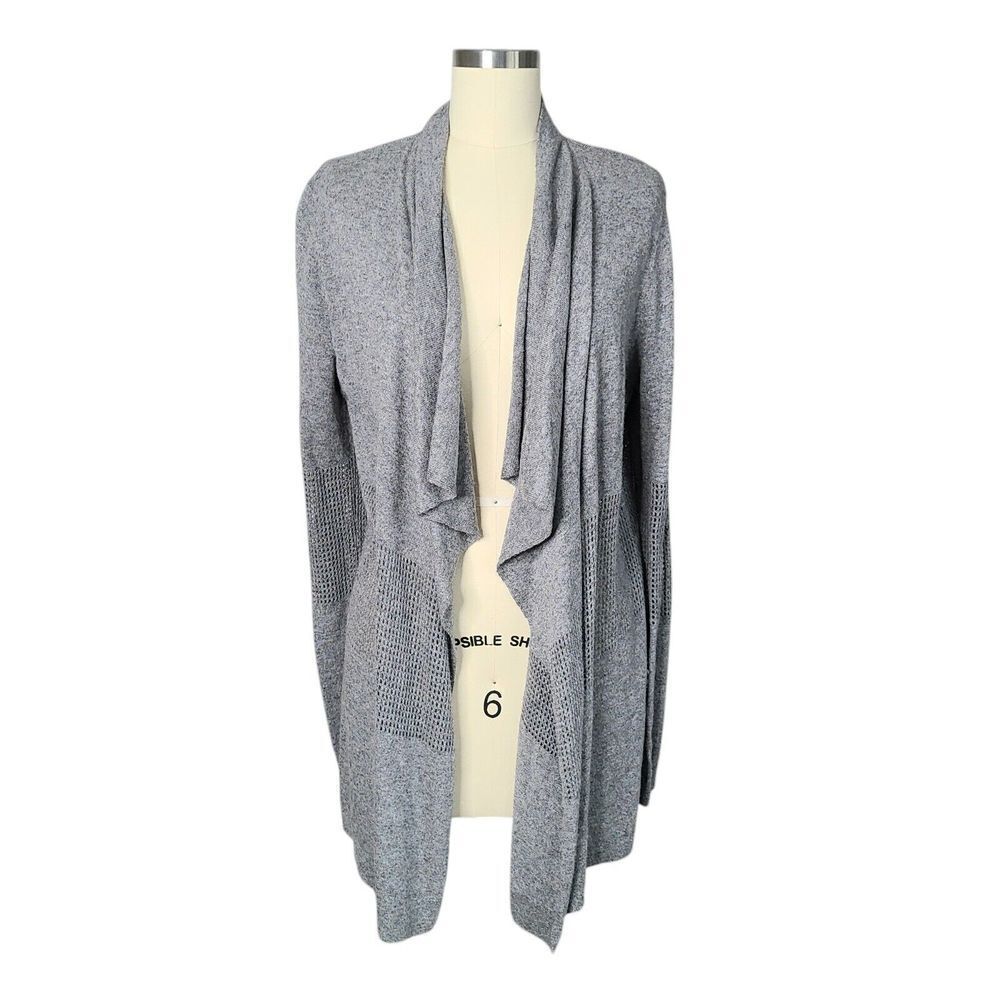 The Kooples Sport Grey Open Front Wool Cashmere Knit Cardigan Long Line Medium
